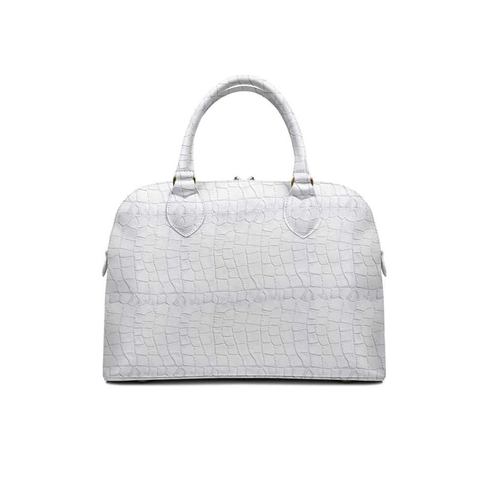 Redcrownco – Royal Gold & White Croc | Designer Luxury Pendant Handbag